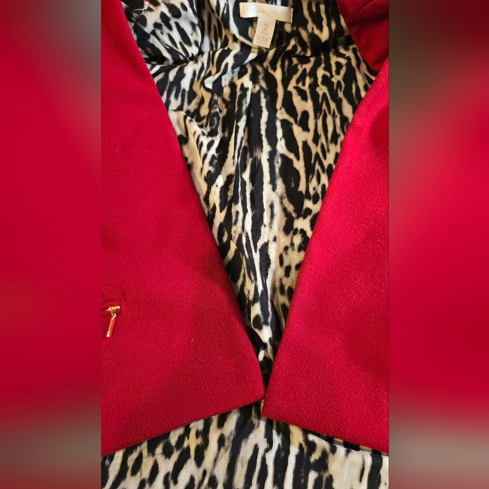 Chicos Red Open Front Jacket Large - image 5